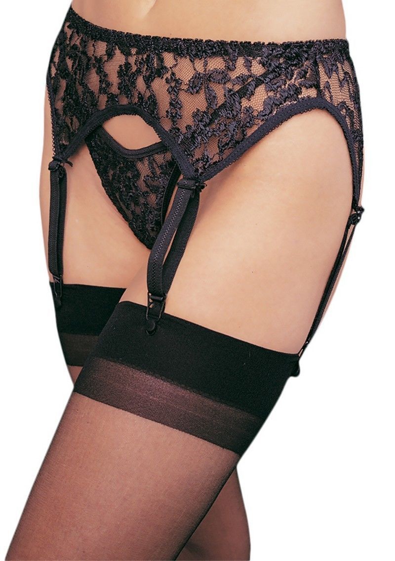 Picture of Leg Avenue Lace Suspender Belt Set With Matching Thong