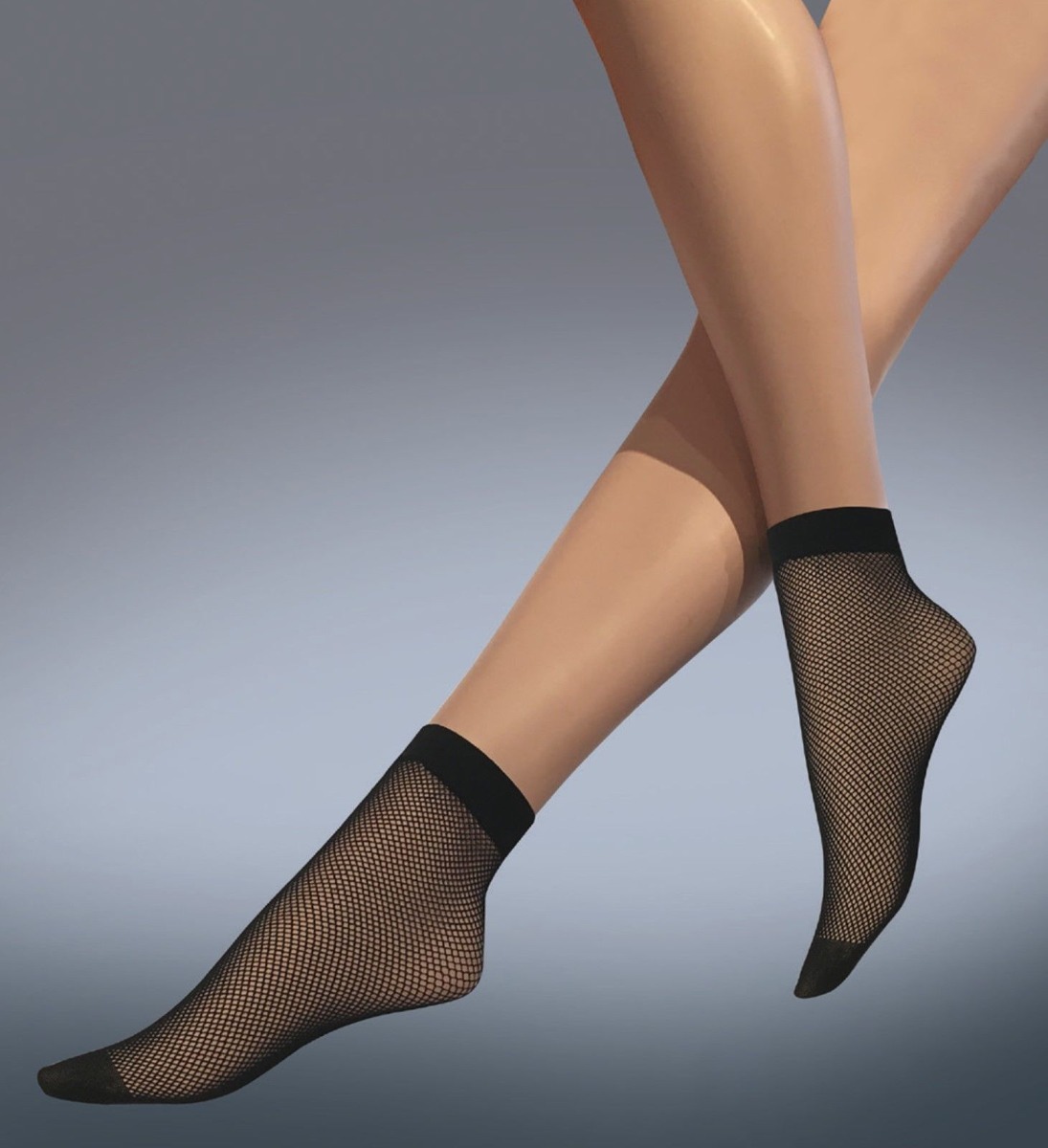 Picture of Silky Fishnet Ankle High Socks