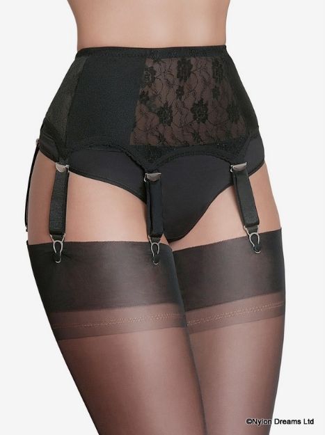 Nylon Dreams 6 Strap Lace Front And Sides Suspender Belt