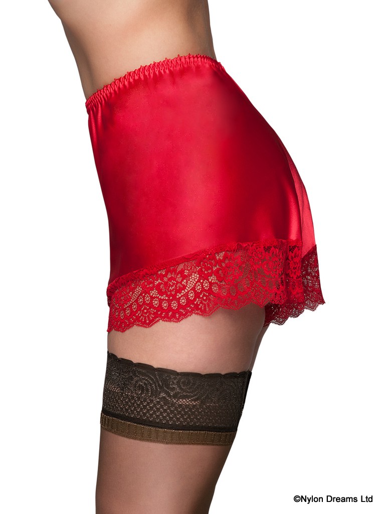 Picture of Nylon Dreams Passion Red French Cami Knickers with Lace Trim