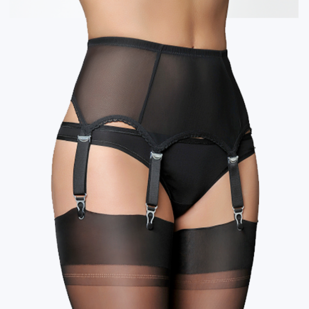 Nylon Dreams Power Mesh 6 Strap Suspender Belt