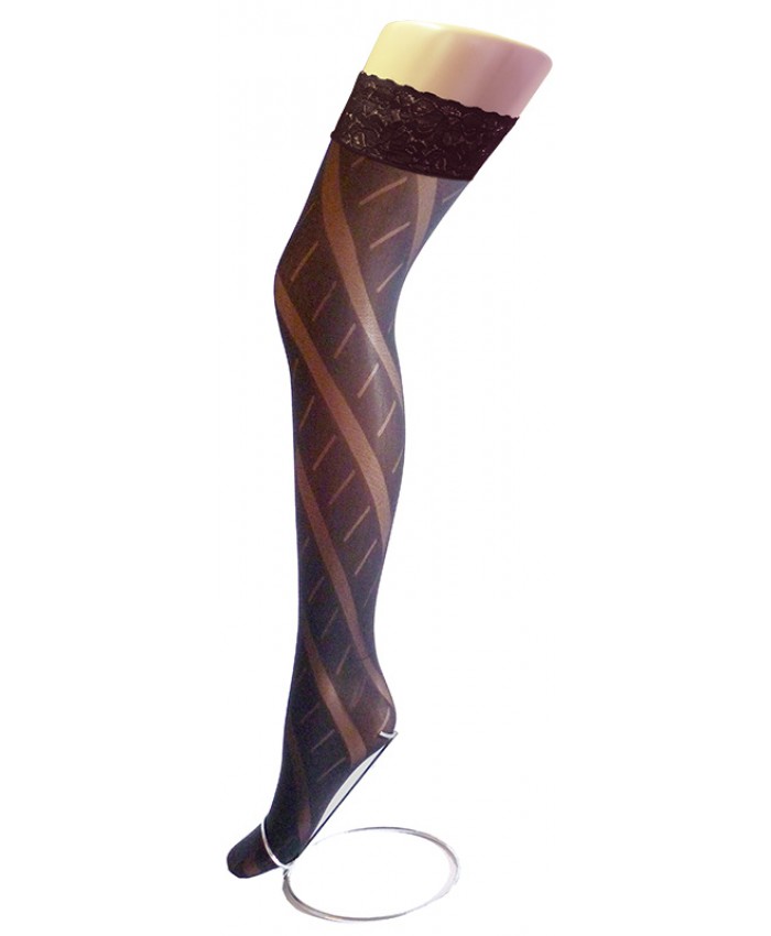 Picture of Goldenlegs Opaque Patterned Lace Top Hold Ups 854