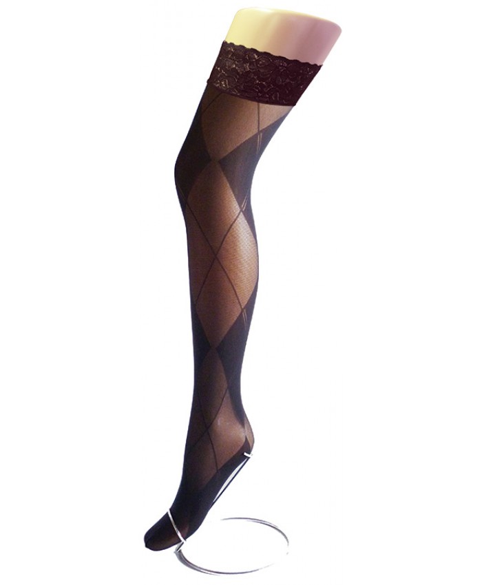 Picture of Goldenlegs Opaque Patterned Lace Top Hold Ups 850