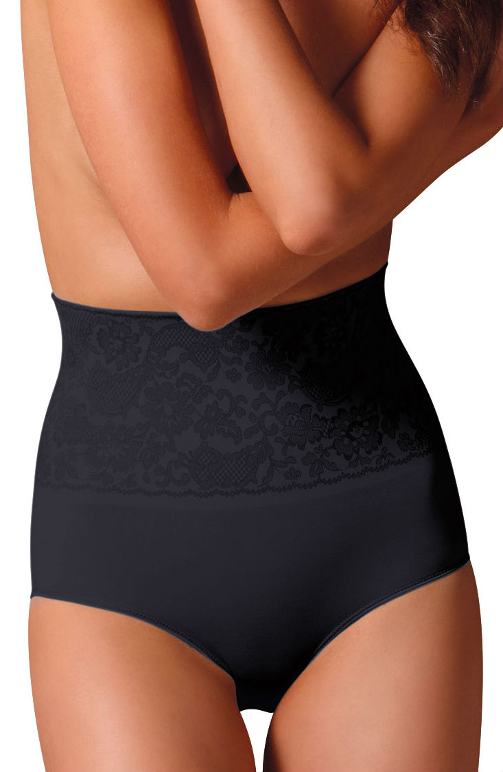 Picture of Control Body 311572CH Shaping Brief With Screen  Print Lace Nero