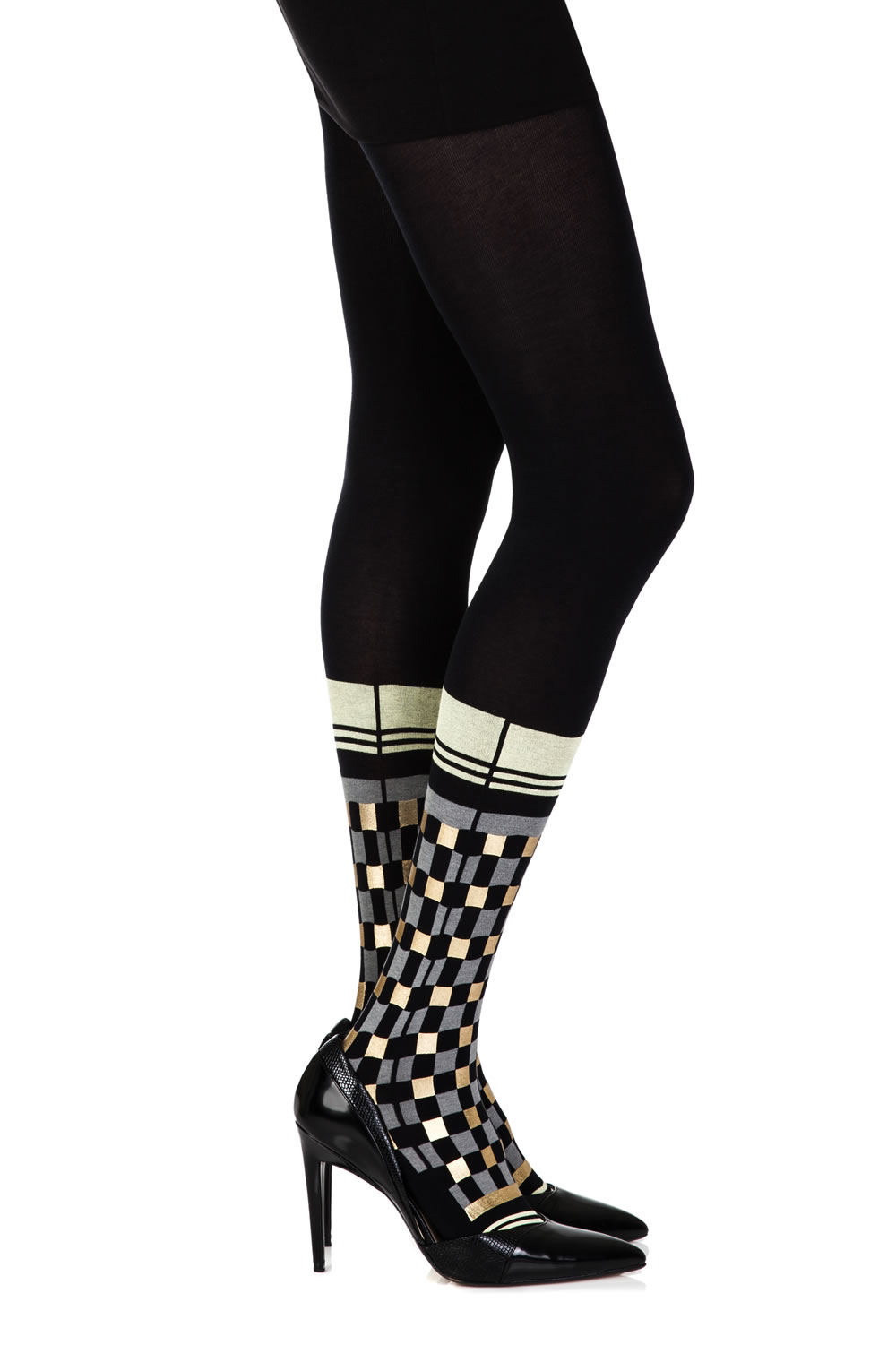 Picture of Zohara "Happy Socks" Black Print Tights