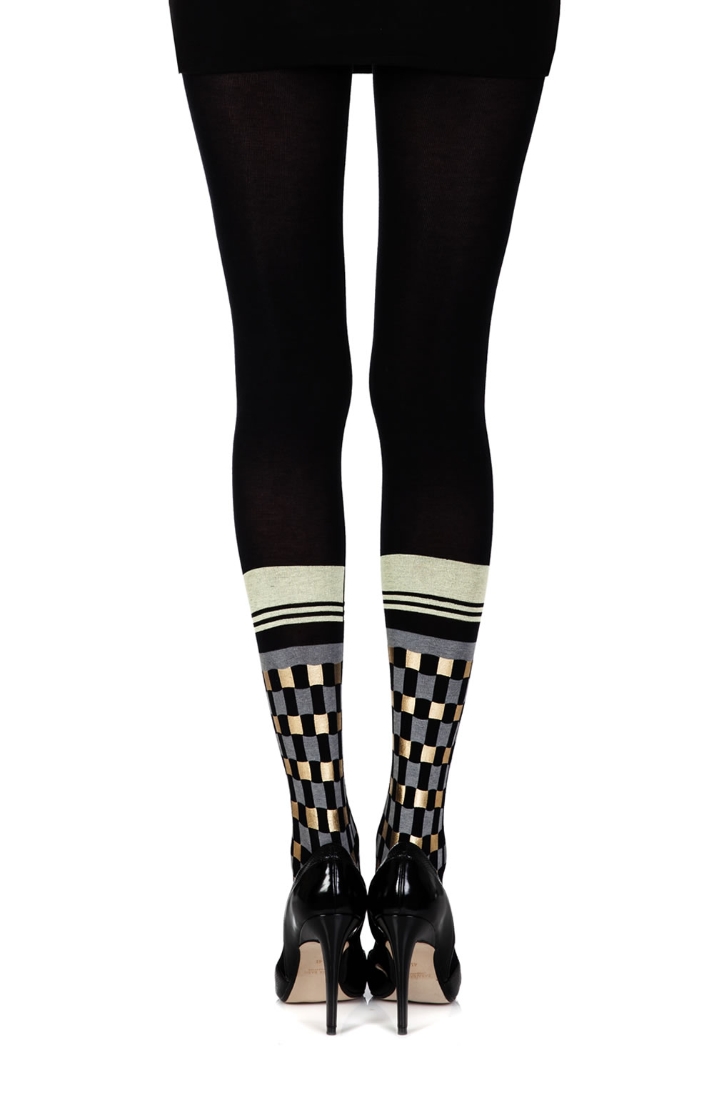 Picture of Zohara "Happy Socks" Black Print Tights