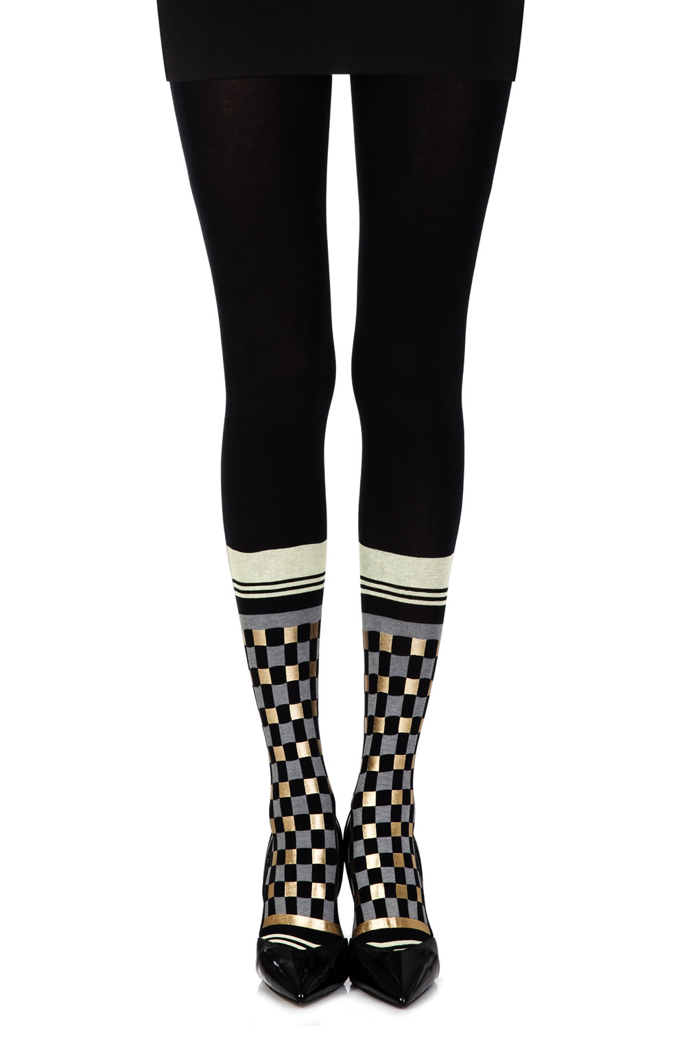 Picture of Zohara "Happy Socks" Black Print Tights