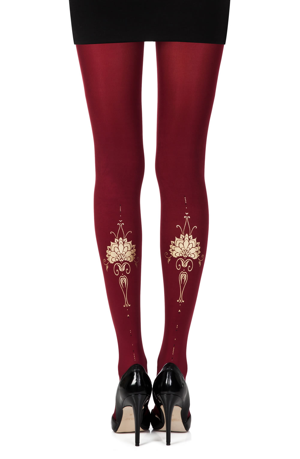 Picture of Zohara "Egyptian Goddess" Burgundy Print Tights