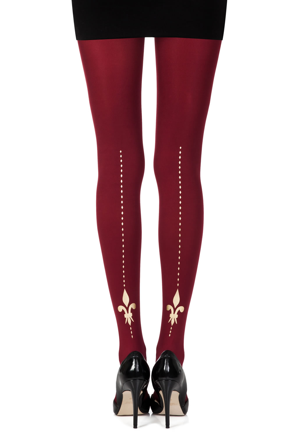 Picture of Zohara "Lily Of The Valley" Burgundy Print Tights