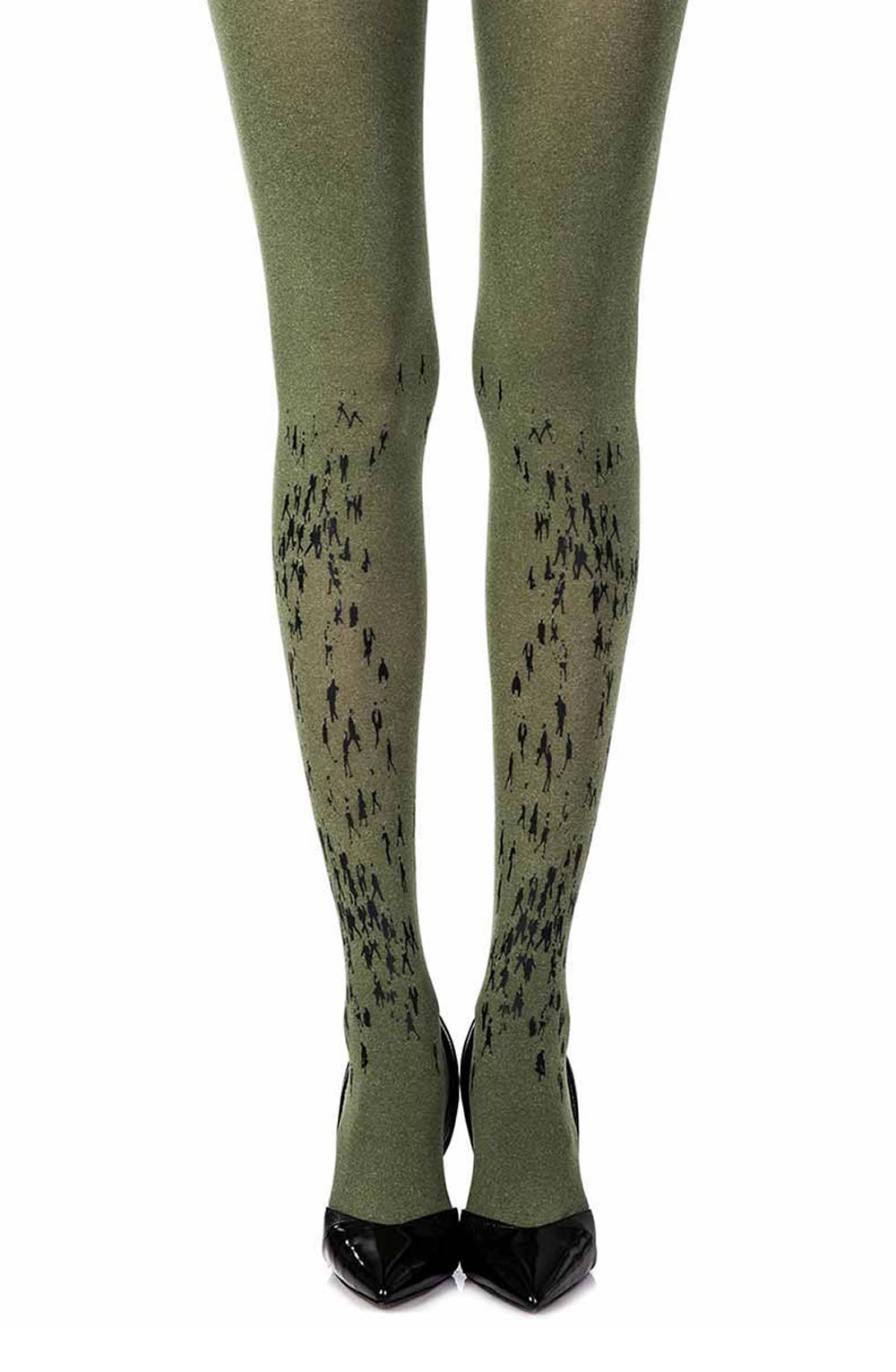 Picture of Zohara "Walking By" Green Print Tights