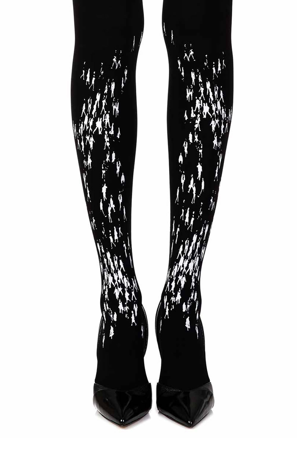 Picture of Zohara "Walking By" Black Print Tights