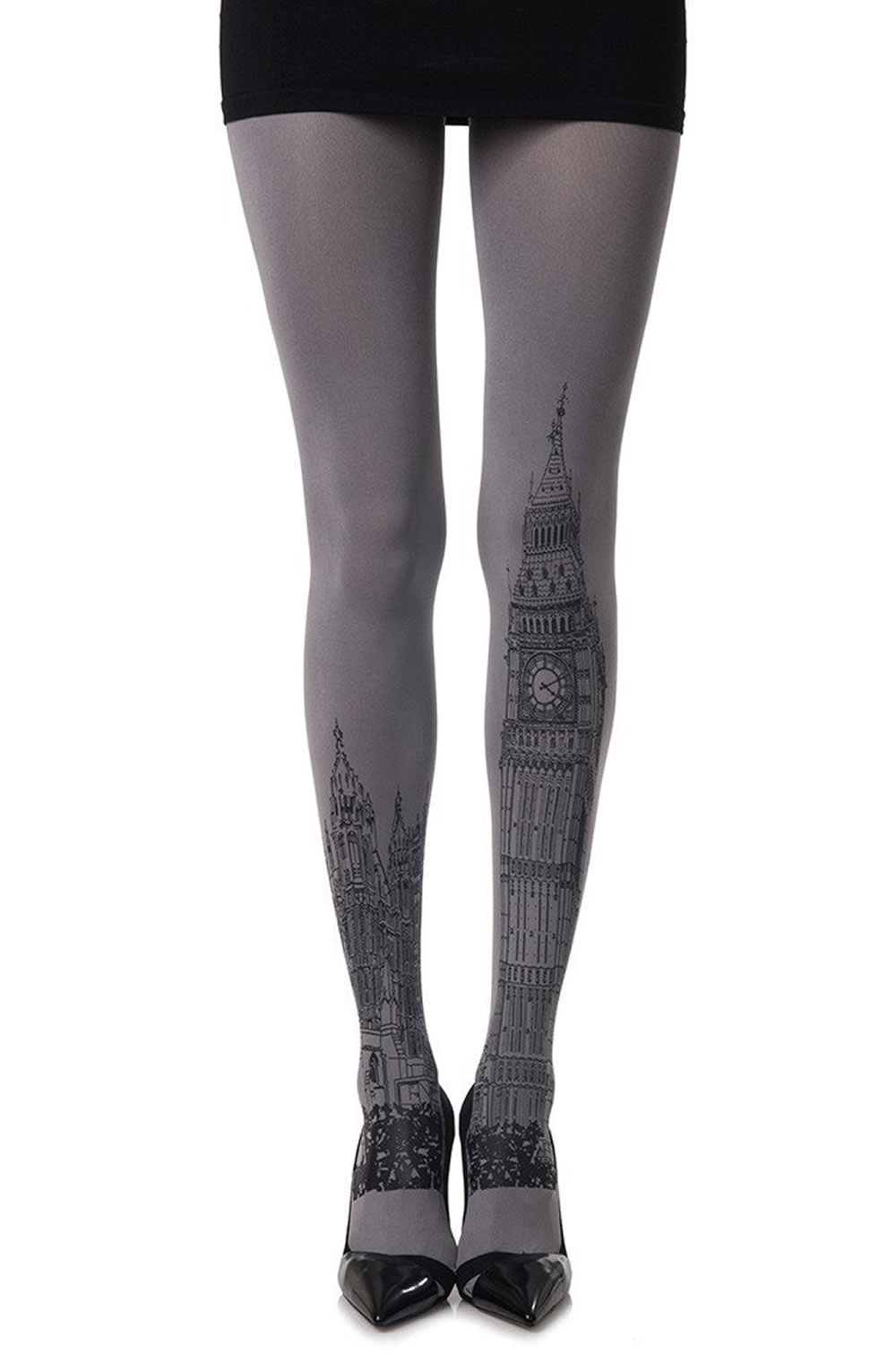 Picture of Zohara London Time" Grey Print Tights"