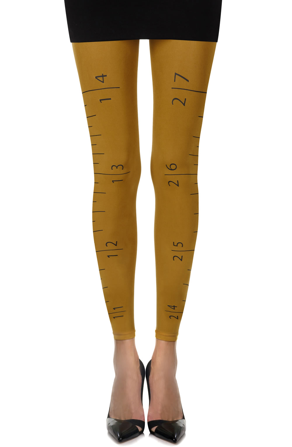 Picture of Zohara "Tape Measure" Mustard Footless Tights