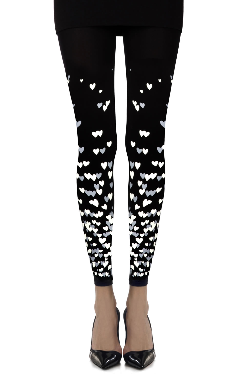 Picture of Zohara "Queen Of Heart" Black Print Footless Tights