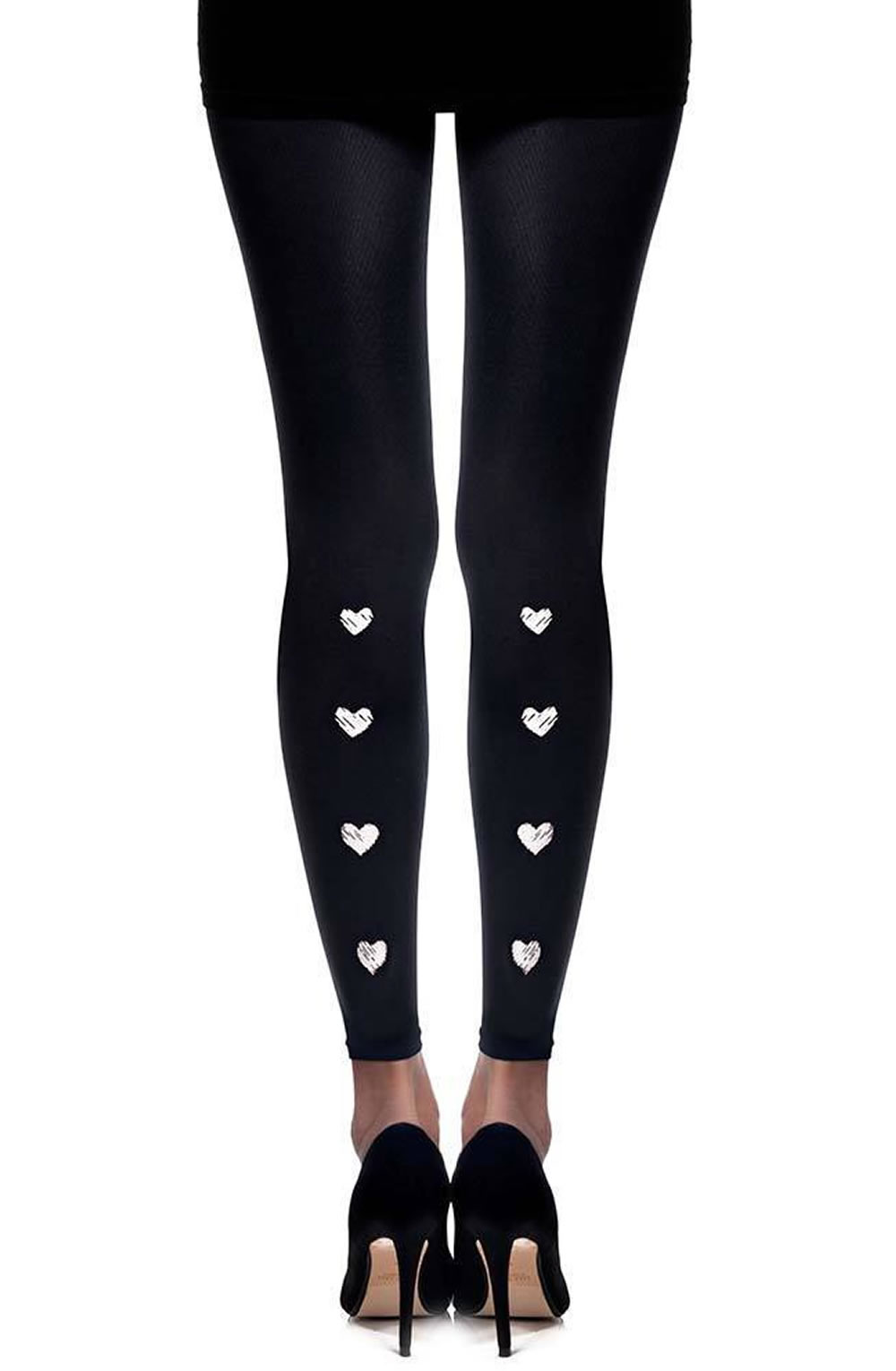 Picture of Zohara Love Me Tender" Black Print Footless Tights"