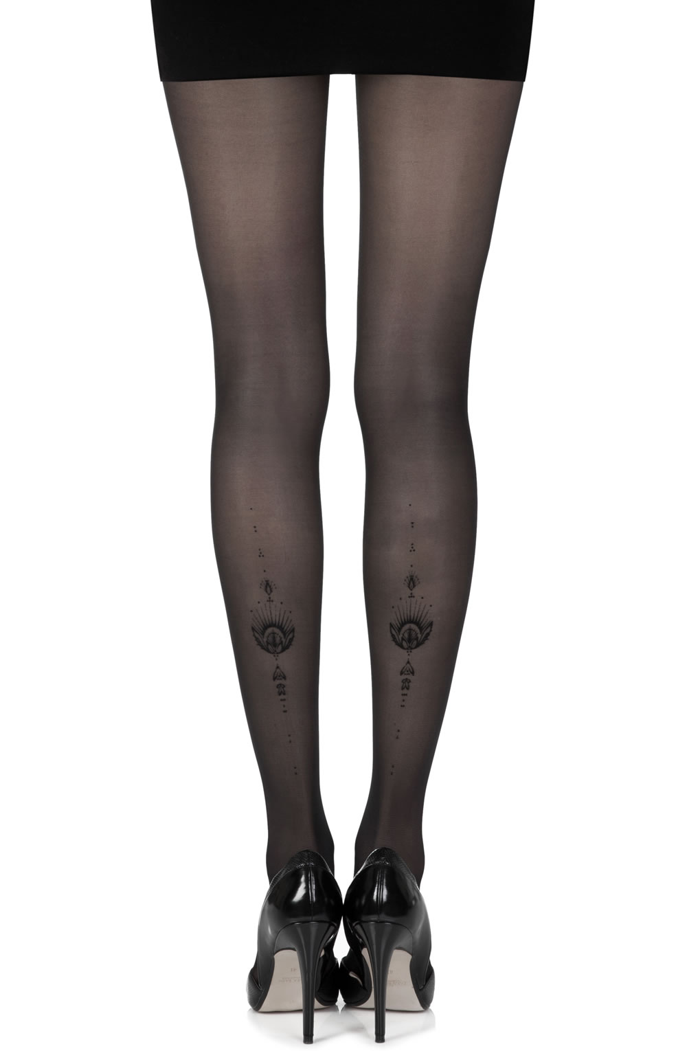 Picture of Zohara "Jewel In The Night" Black Sheer Print Tights