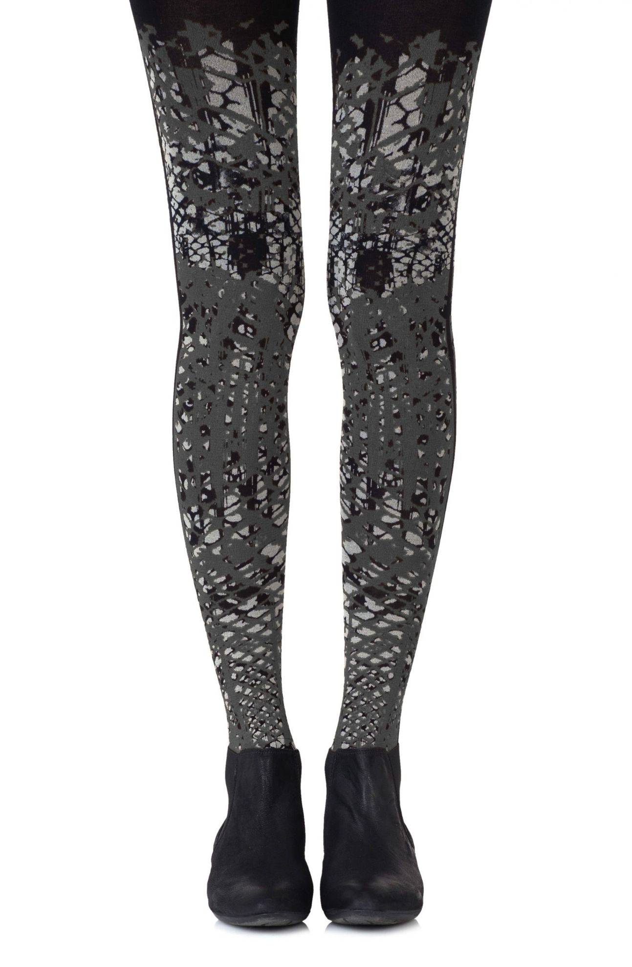 Picture of Zohara "Tip The Scale" Light Grey Print Tights