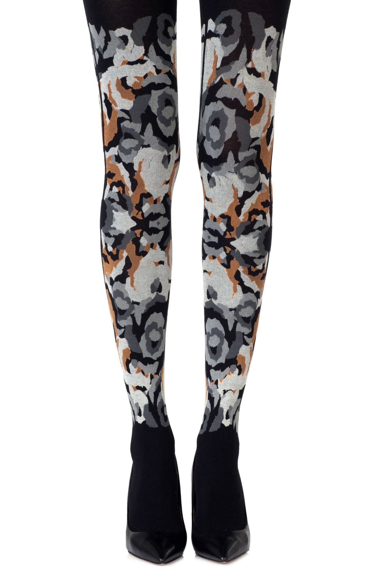 Picture of Zohara "Earth Goddess" Grey Orange Print Tights