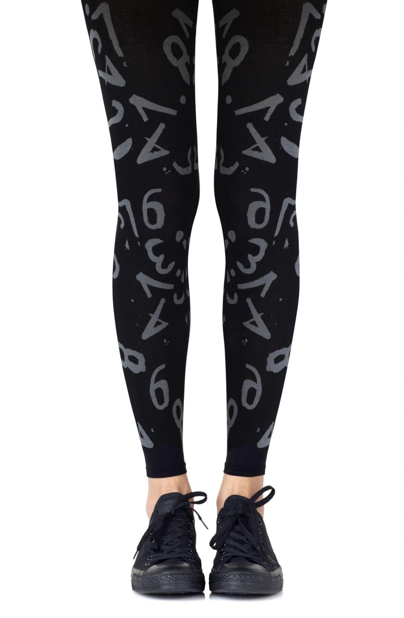 Picture of Zohara "Lucky Number" Light Grey Print Footless Tights