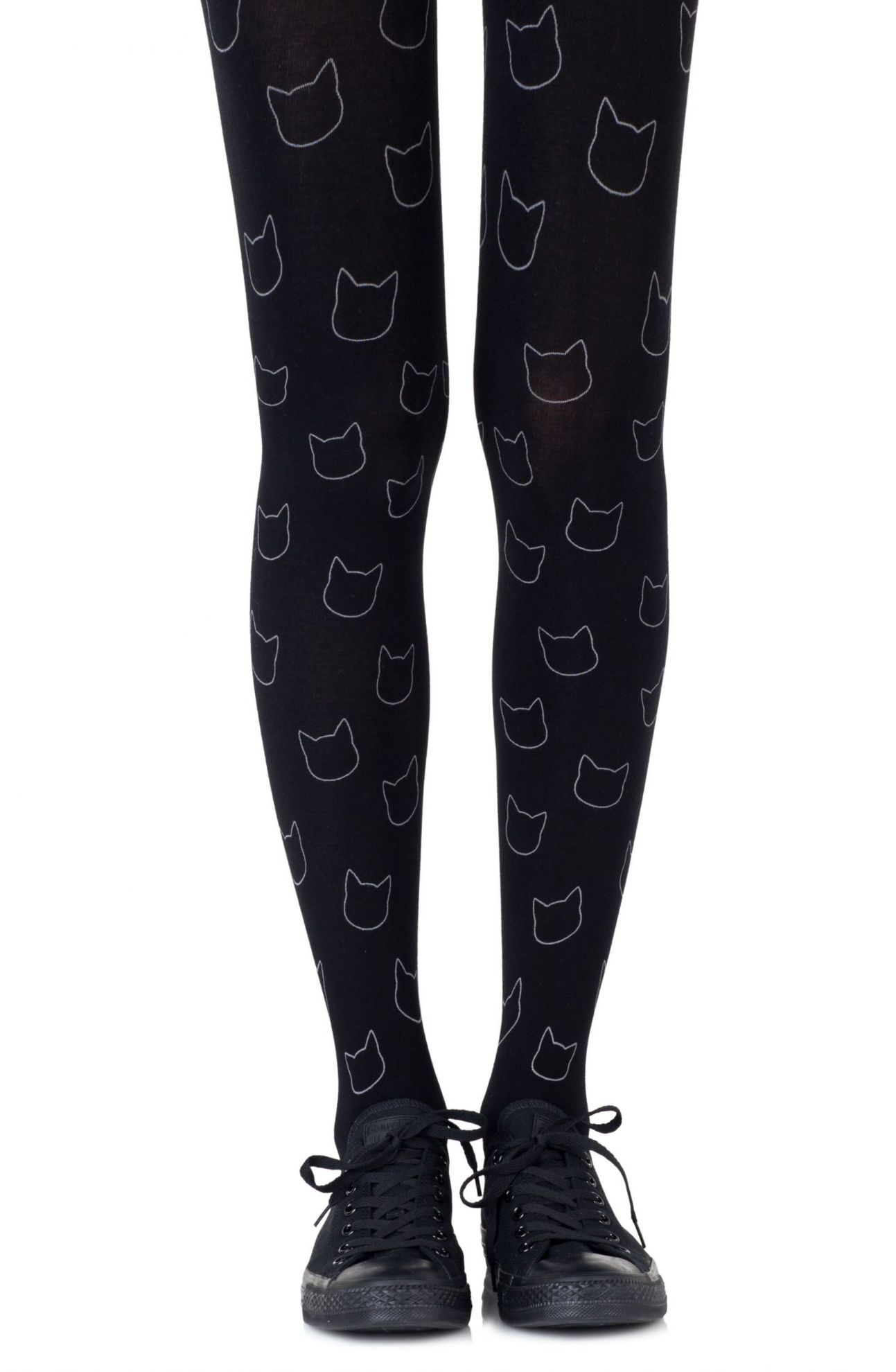 Picture of Zohara "Cat Nap" Light Grey Print Tights