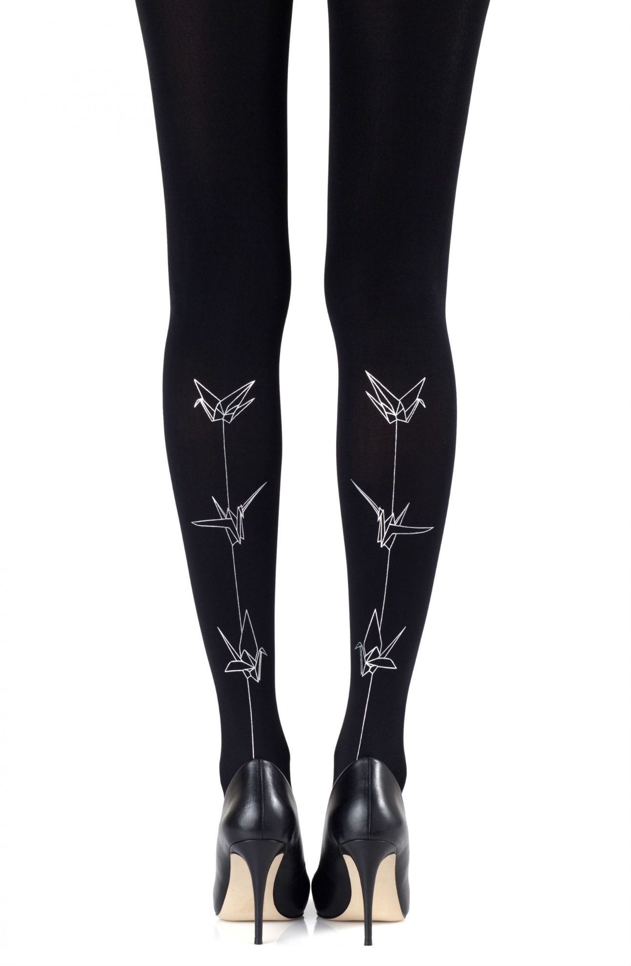 Picture of Zohara "Paper Planes" Silver Print Tights