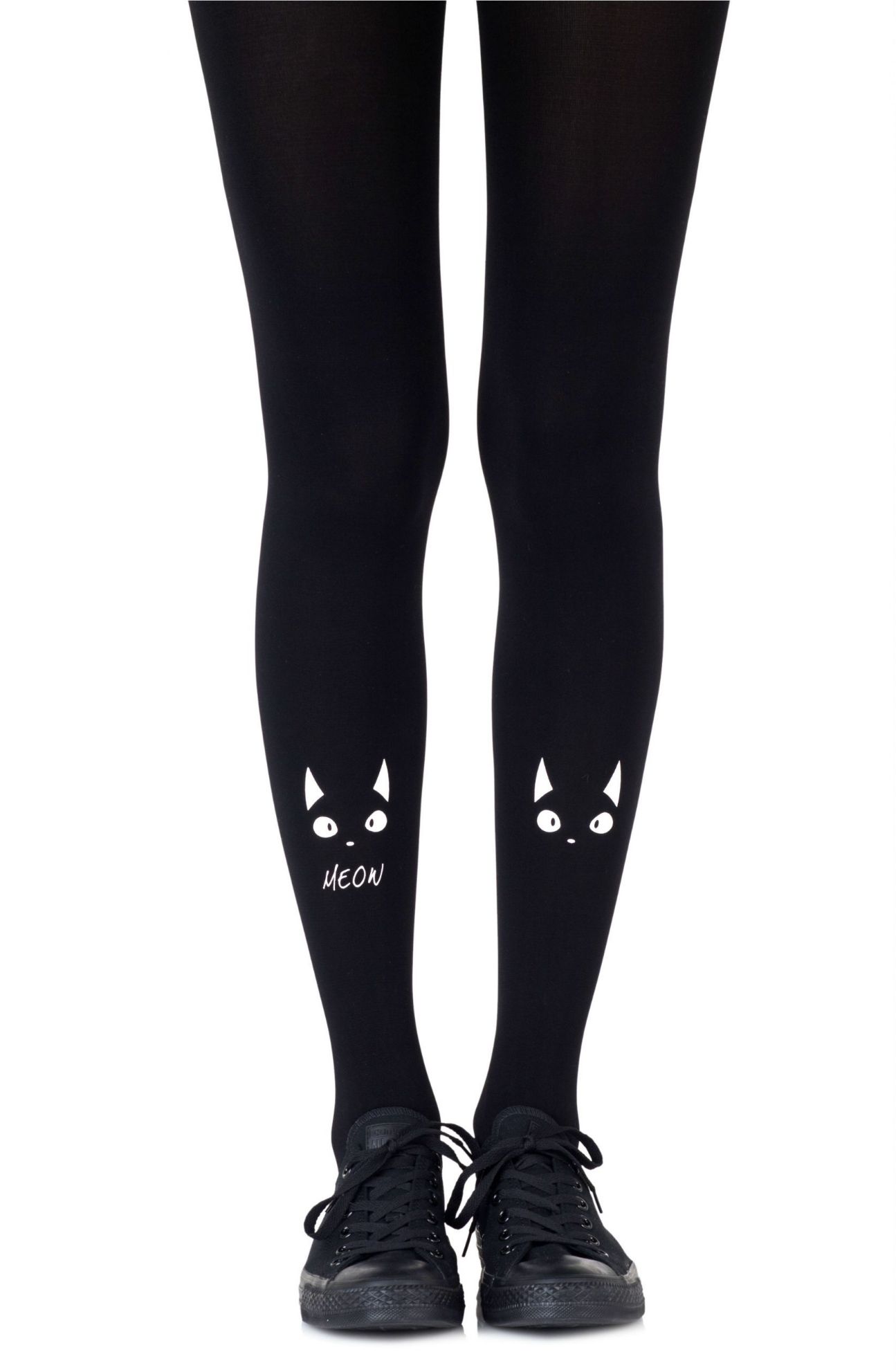 Picture of Zohara "Nice Kitty" White Print Tights