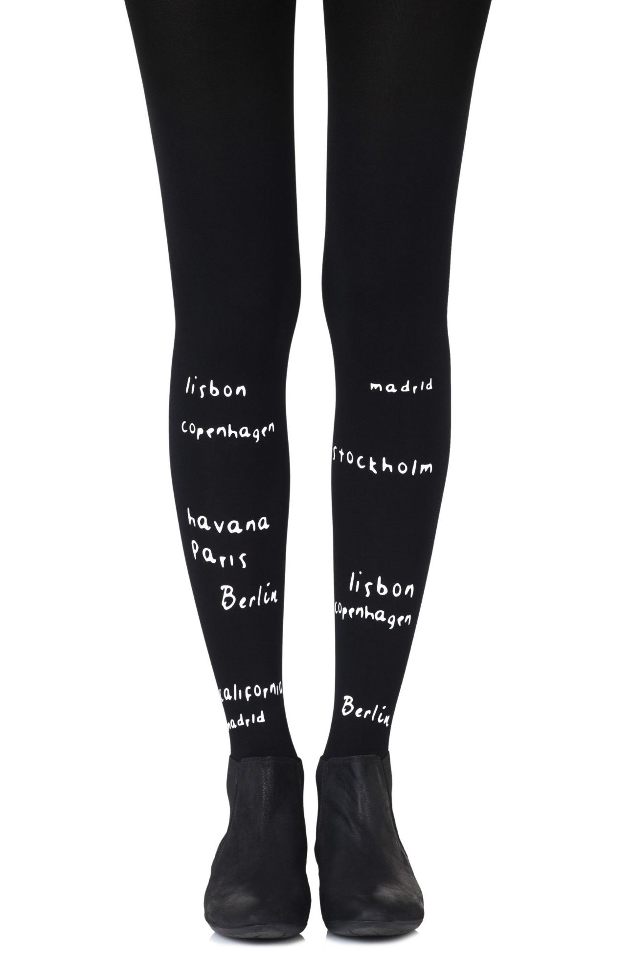 Picture of Zohara "Bucket List" White Print Tights