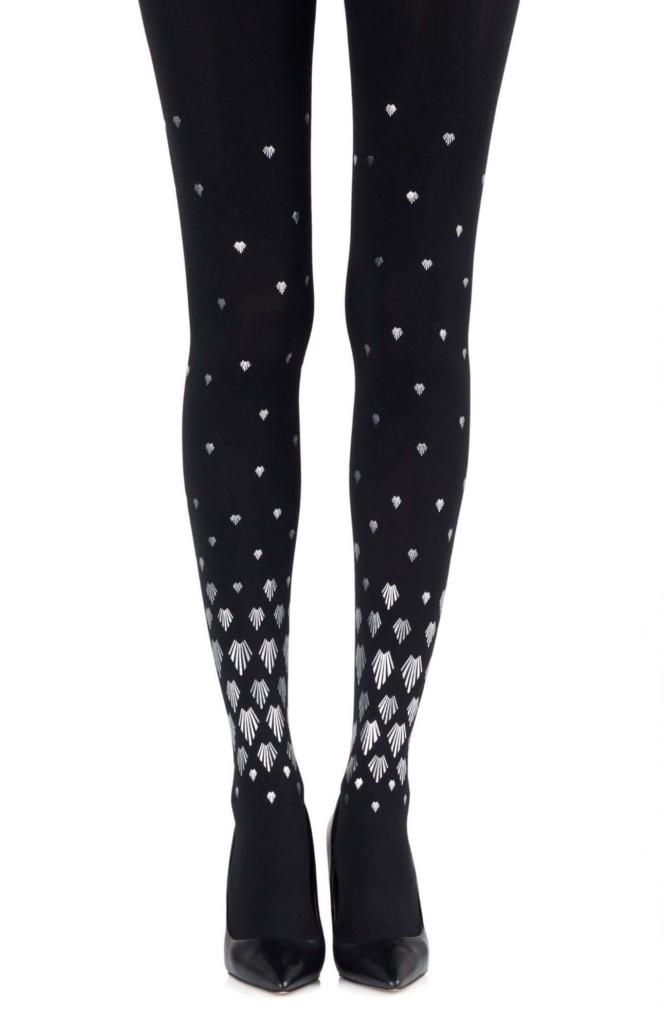 Picture of Zohara "Shell Out" Black Print Tights