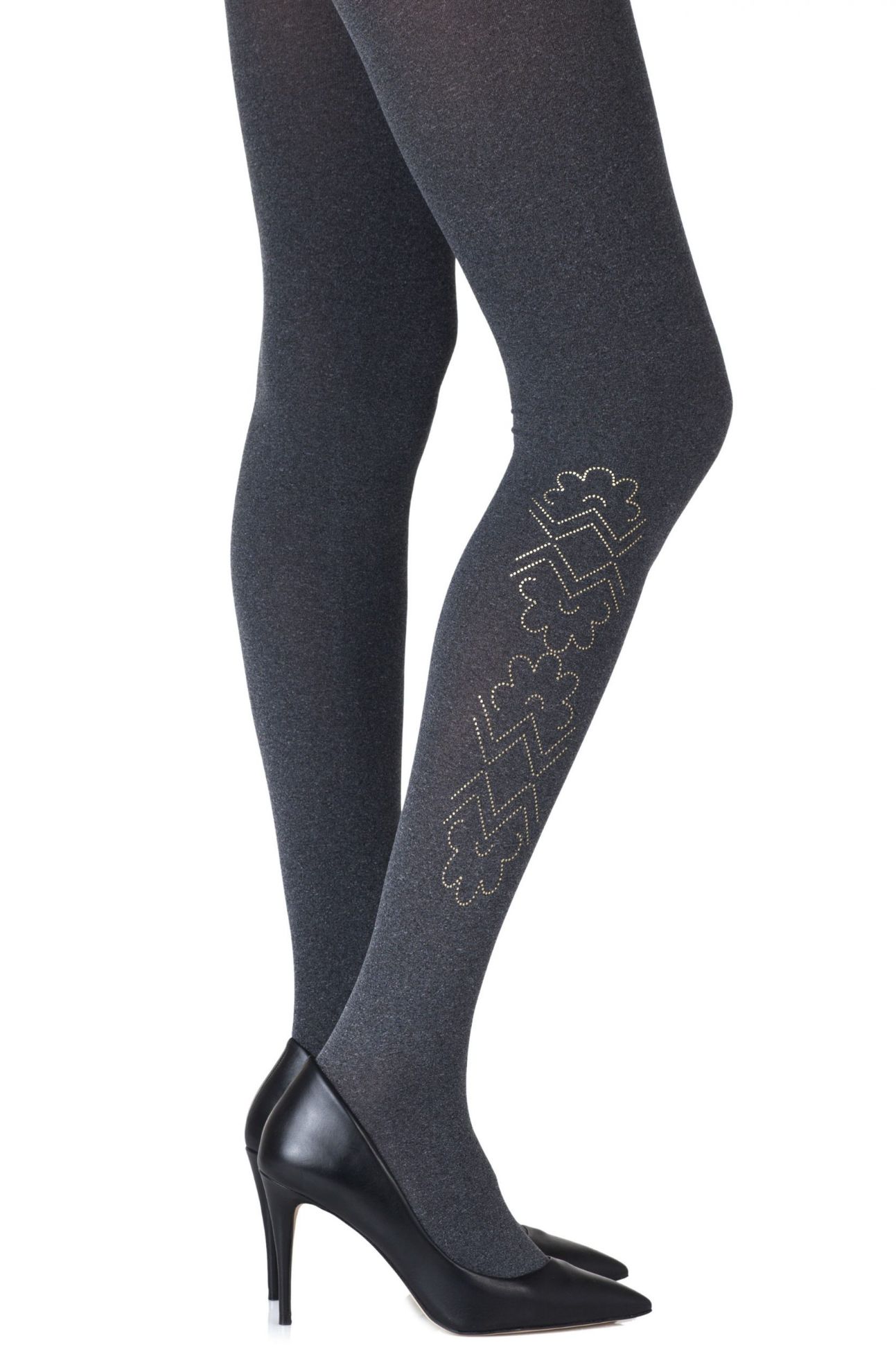 Picture of Zohara "Caught In The Metal" Heather Grey Print Tights