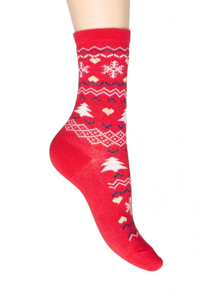 Picture of Charnos Red Fairisle Socks