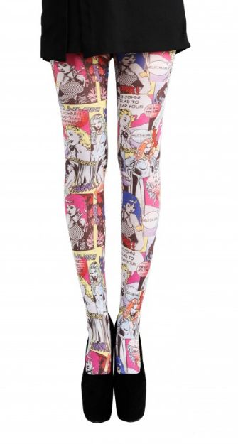 Street Art Tattoo Printed Tights - Pamela Mann