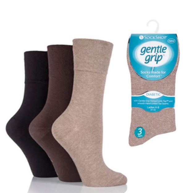 Ladies Diabetic Gentle Grip Socks.
