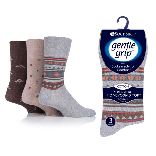 Picture of Mens Gentle Grip Socks Aztec Pattern