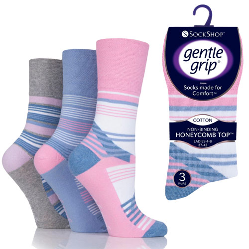 Picture of Ladies Gentle Grip Socks Stripe Pattern