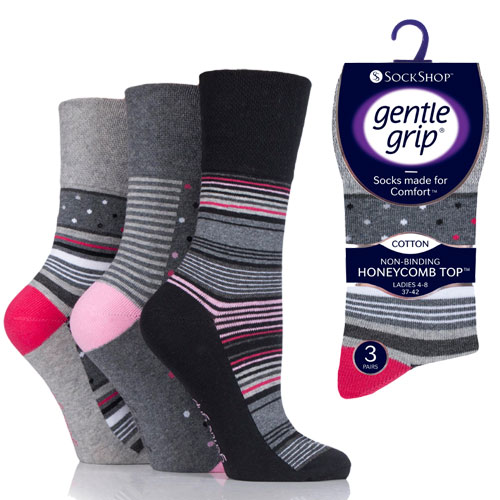 Picture of Ladies Gentle Grip Socks Dots/Stripes