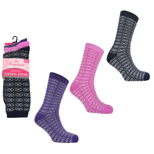 Picture of Ladies 3 Pack Exquisite Thermal Socks Diamond