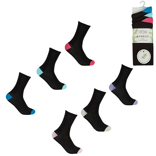 Picture of Ladies Bamboo Socks Coloured Heel/Toe