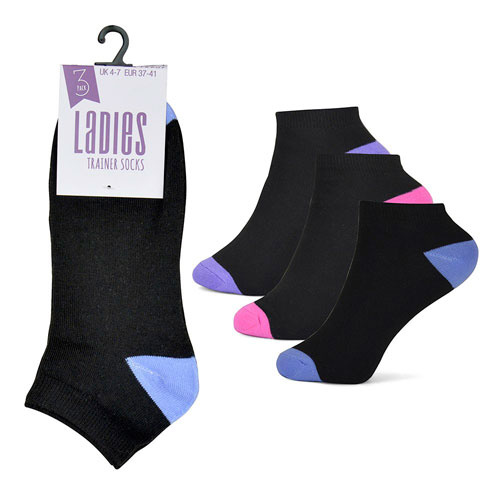Picture of Ladies Black Heel And Toe Trainer Socks