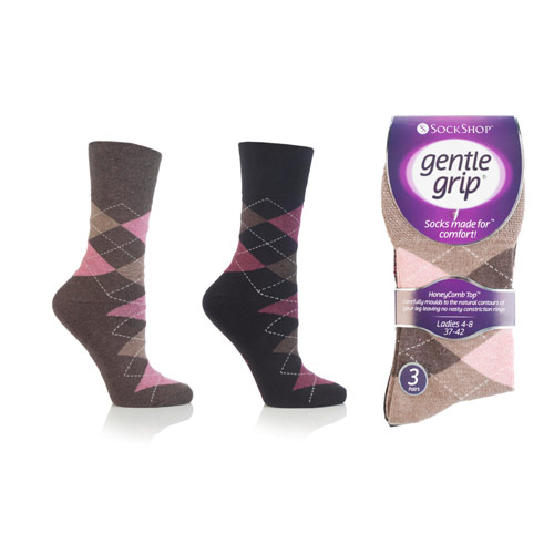 Argyle gentle grip socks